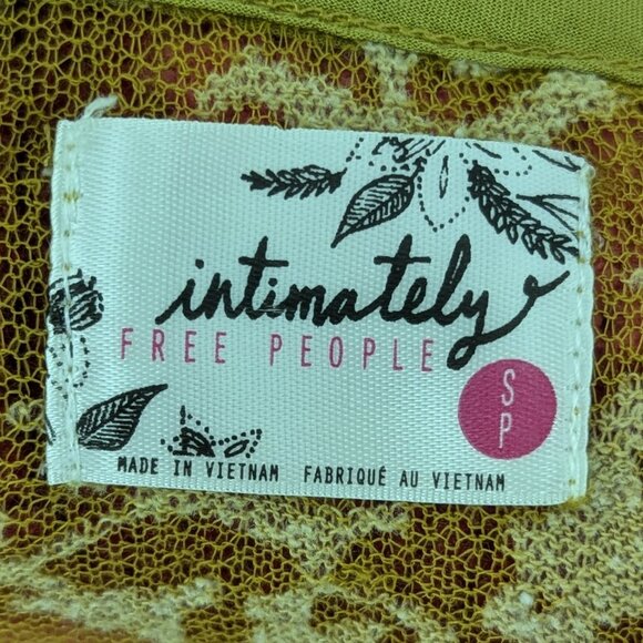 Intimately Free People Bitter Yellow Sheer Damask Burnout Long Sleeve Henley Top - Picture 6 of 7